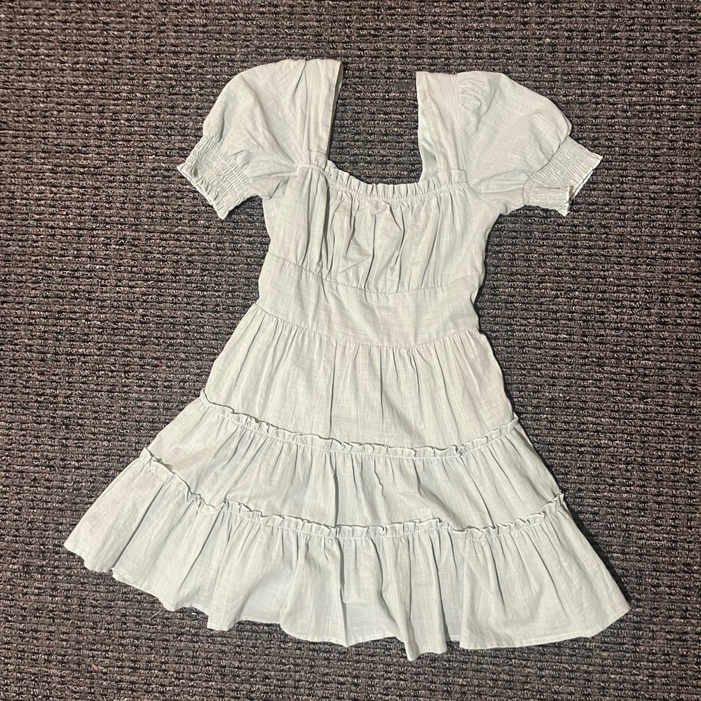 Light green layered mini dress